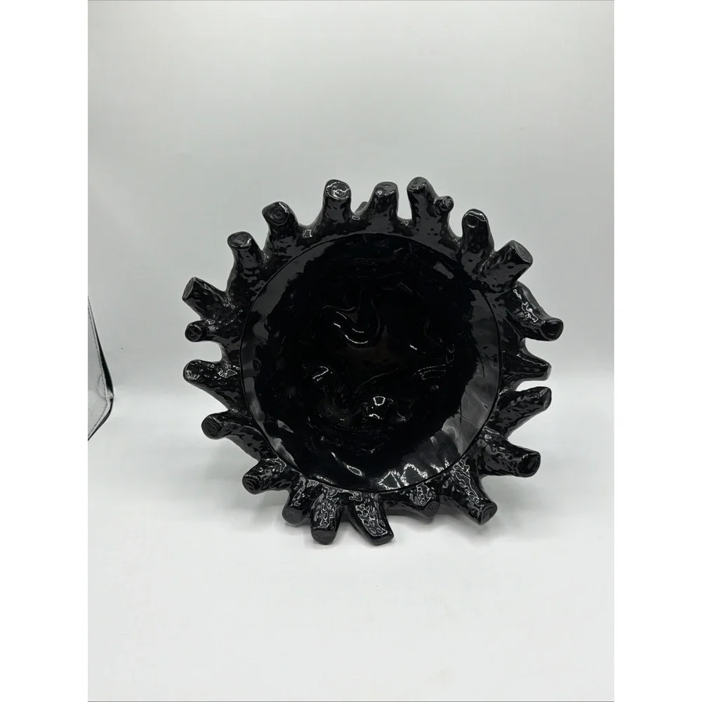 Vintage Halloween Black Haunted Tree w/ Ghosts Large Candy Dish Bowl 12